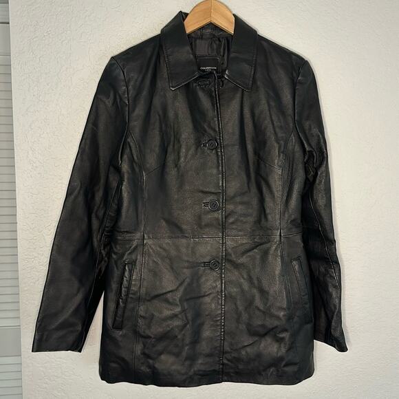 Colebrook Black Jacket Coat 100% Leather Classic 4 Button Pocket Streetwear Moto - Picture 1 of 7